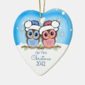 Cutie Owl Couple First Kerstmis Ornament (Links)