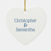 Cutie Owl Couple Premier ornement de Noël (Dos)