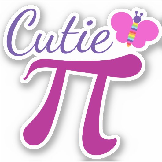 Cutie Pi Funny Wiskunde Pun Sticker (Voorkant)