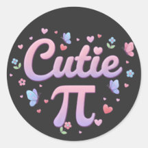 Cutie Pi Symbol Math Pun Pink Butterfly Hearts