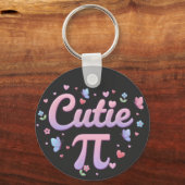 Cutie Pi Symbol Math Pun Pink Butterfly Hearts Sleutelhanger (Voorkant)