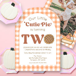 Cutie Pie 2nd Birthday Photo Invitation Kaart