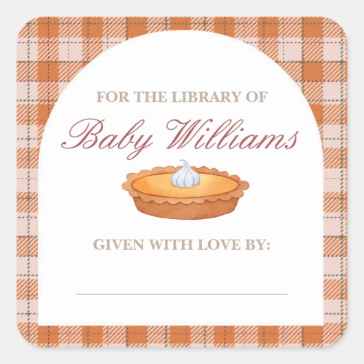 Cutie Pie Baby shower Bookplate Sticker (Voorkant)