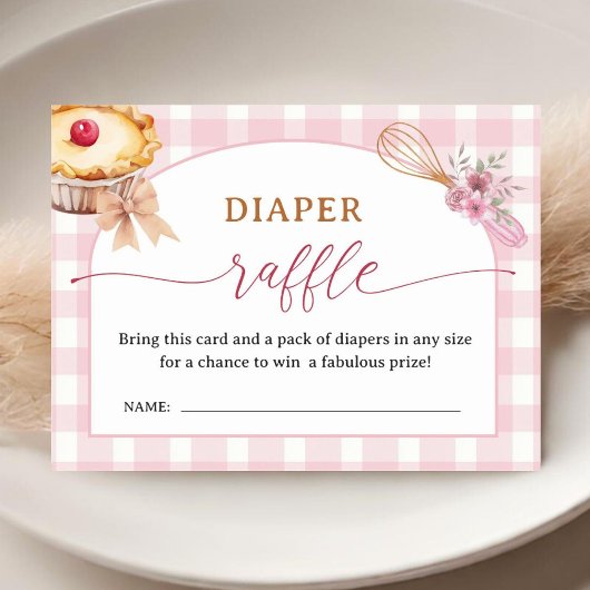 Cutie Pie Baby shower Roze Luier Raffle Enclosure Informatiekaartje