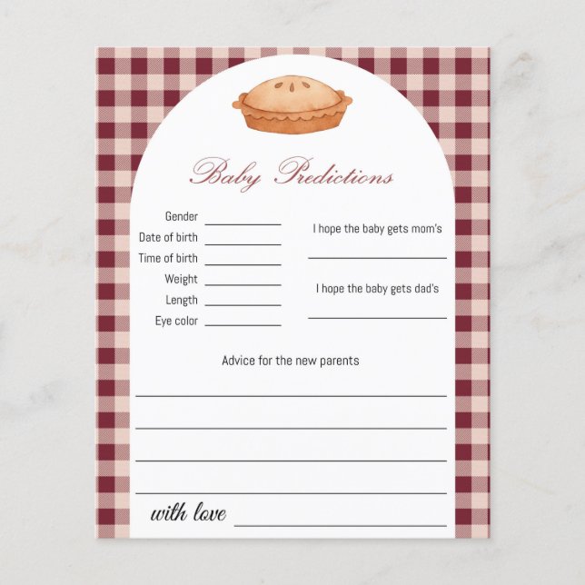 Cutie Pie Baby Voorspellingen Game Kaart (Voorkant)