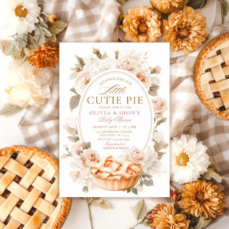Cutie Pie Citrouille Floral Bow Invitation