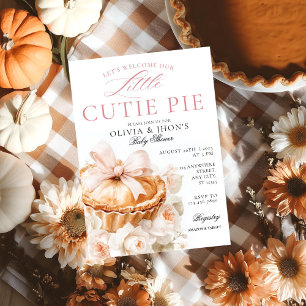 Cutie Pie Citrouille Floral Bow Invitation