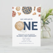 Cutie Pie First Birthday Party Invitation Kaart (Staand voorkant)