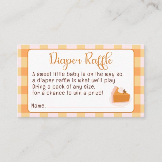 Cutie Pie Gingham Herfst Baby shower Luier Raffle Informatiekaartje (Voorkant)