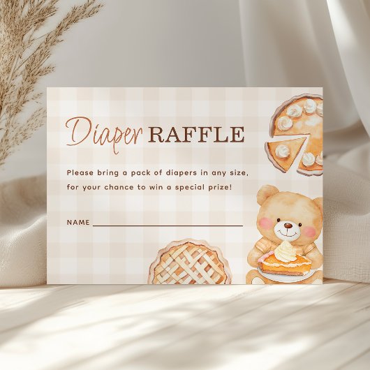 Cutie Pie Gingham Herfst Baby shower Luier Raffle Informatiekaartje