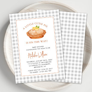 Cutie Pie Grey Geruite Herfst Baby shower Kaart