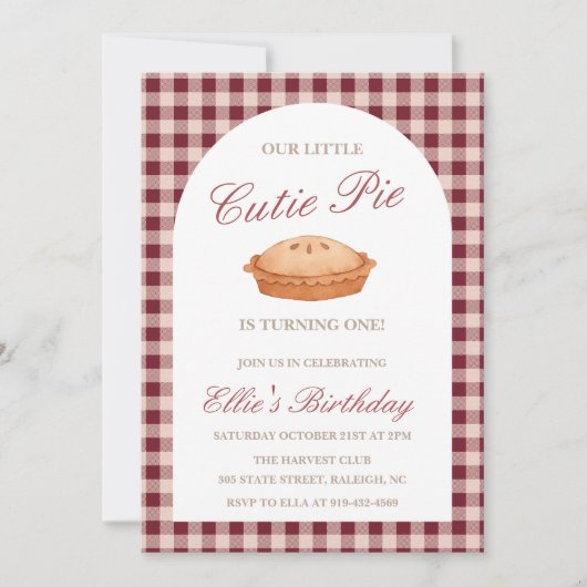 Cutie Pie Invitation Anniversaire (Devant)