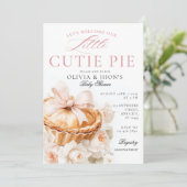 Cutie Pie Pompoen Bloemen Bow Uitnodiging (Staand voorkant)