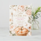 Cutie Pie Pompoen Bloemen Bow Uitnodiging (Staand voorkant)