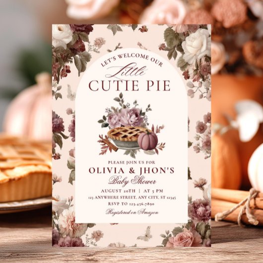 Cutie Pie Pompoen Bloemen Bow Uitnodiging