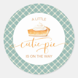 Cutie Pie pompoentaart Herfst plaid baby shower Ronde Sticker