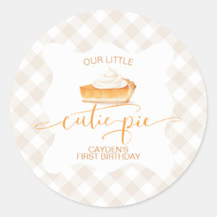 Cutie Pie pompoentaart Herfst plaid Eerste Verjaar Ronde Sticker