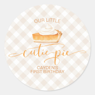 Cutie Pie pompoentaart Herfst plaid Eerste Verjaar Ronde Sticker