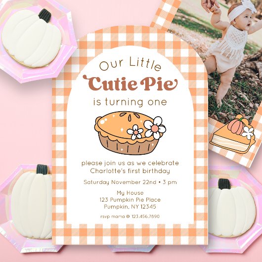 Cutie Pie Pumpkin Birthday Photo Invitation