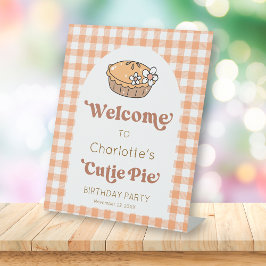 Cutie Pie Pumpkin Birthday Welcome Sign Reclamebord Met Voetstuk