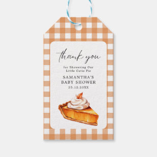 Cutie Pie Pumpkin Herfst Baby shower Gingham Cadeaulabel