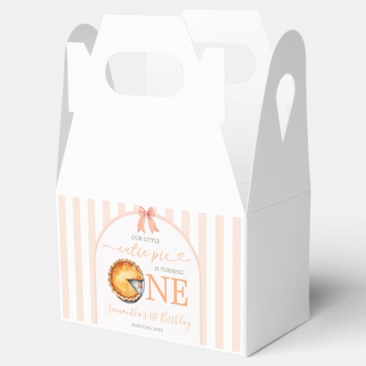 Cutie Pie Sinaasappel Gingham 1e verjaardag Bedankdoosjes (Geopend)