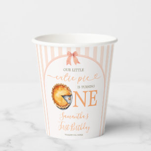 Cutie Pie Sinaasappel Gingham 1e verjaardag Papieren Bekers