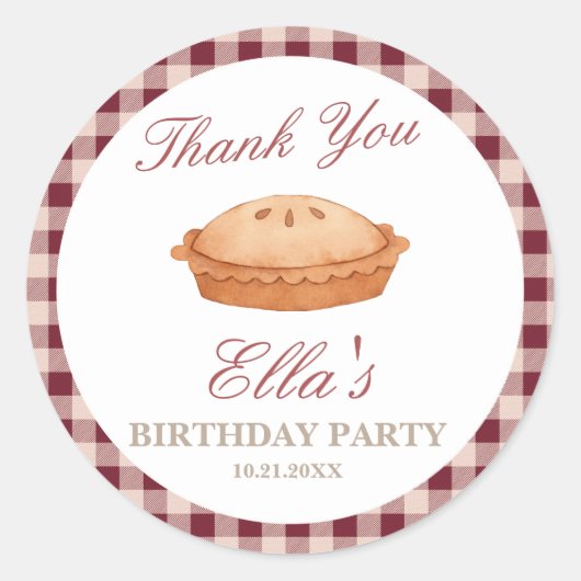 Cutie Pie Verjaardag Ronde Sticker (Voorkant)