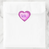 Cutie Pink Snoep Heart Faux Glitter Hart Sticker (Tas)