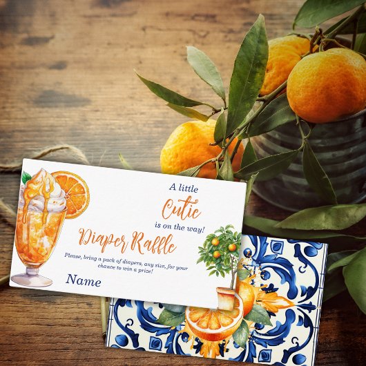Cutie Sinaasappel Citrus Zomer Baby shower Luier Informatiekaartje