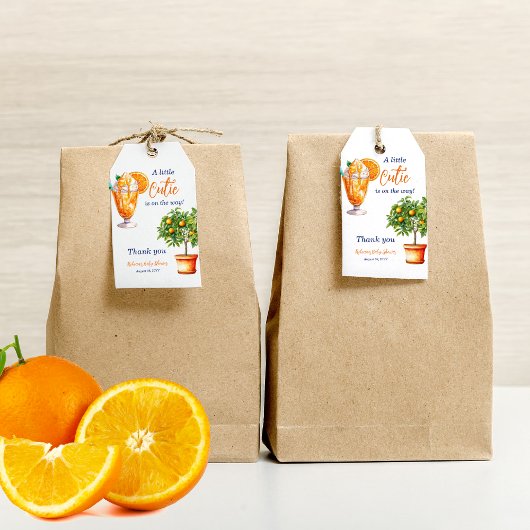 Cutie Sinaasappel Citrus Zomer Ijs Baby shower Cadeaulabel