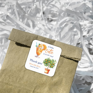 Cutie Sinaasappel Citrus Zomer Ijs Baby shower Vierkante Sticker