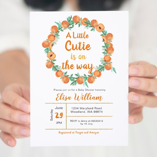 Cutie sur le chemin Citrus Baby shower Invitation
