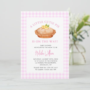 Cutie taart roze geruite Herfst Baby shower Kaart
