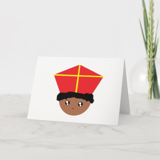 Cutieful Kids Art St. Nicholas Miter Zwarte Piet Feestdagen Kaart (Voorkant)