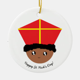 Cutieful Kinder Art St. Nicholas Miter Zwarte Piet Keramisch Ornament