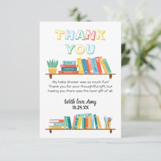 Cuties Book Nerd Threadground Baby shower Bedankkaart (Staand voorkant)