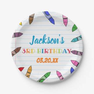 Cuties Crayon Art Paper Colorful Party Birthday Papieren Bordje