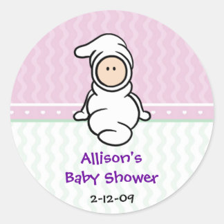 Cutietoots Baby in White Shower Favoriser Sticker