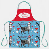 Cutkat kattenkat Merry-Kerstblauw Apron Schort (Voorkant)