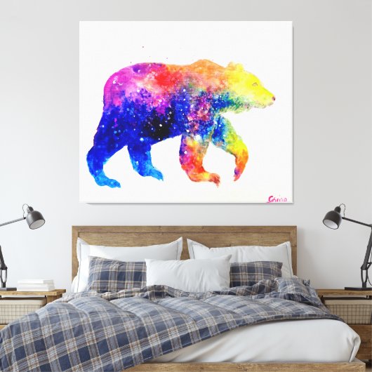 Cutkleurig beer canvas afdruk (Insitu (Slaapkamer))