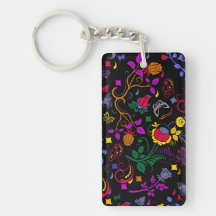 Cutkleurig floreel patroon sleutelhanger