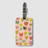 Cutkleurig kattenpatroon in roze bagagelabel (Voorkant (verticaal))
