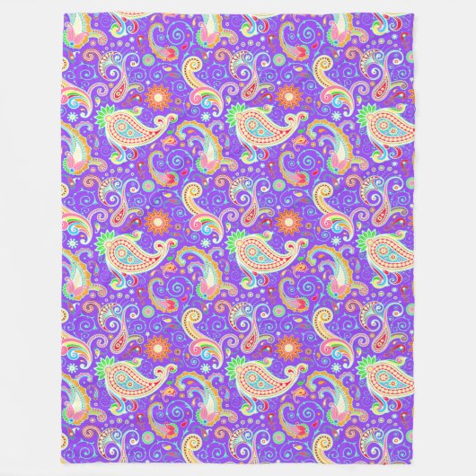 Cutkleurig paisleypatroon fleece deken (Voorkant)