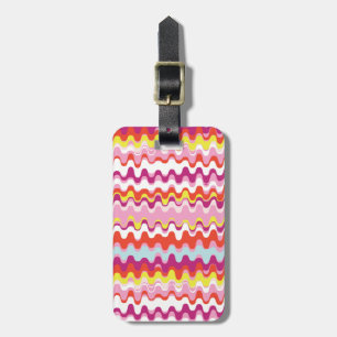 Cutkleurig roze rood abstract golfpatroon bagagelabel