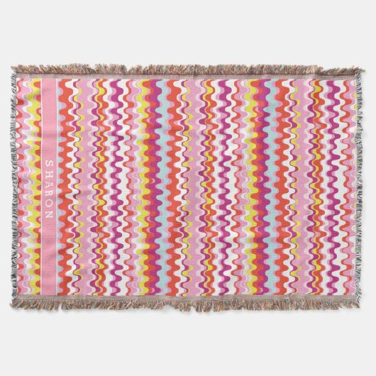 Cutkleurig roze rood abstract golfpatroon deken (Voorkant)