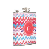 Cutkleurig roze rood abstract monogram patroon heupfles (Rechts)