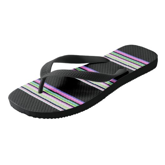 Cutkleurige neonstrepen teenslippers (Schuin)