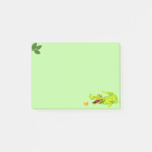 Cutkrokodil- en laurierbladeren op kalkgroen post-it® notes