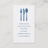 Cutlery Cafe Carte de visite (bleu foncé) (Dos)